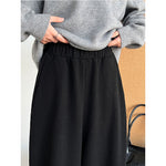 High-waisted Elasticated Casual Straight Trousers