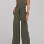 Zeagoo Women's Adjustable Belt Overalls Rompers Sleeveless Wide Leg Jumpsuit
