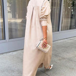 Zeagoo Women's Button Down Maxi Shirts Dress Long Sleeve Collared V Neck Kaftan Loose Long Dress Coat