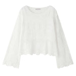 Women's Washed Cotton Lace Cut Out Breathable Shirt