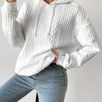 Zeagoo Cable Textured Drop Shoulder Drawstring Hoodie Sweatshirts