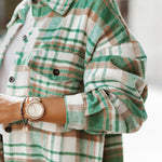 Zeagoo Button Down Oversized Flannel Plaid Print Shirt Jacket