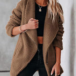 Zeagoo Casual Fleece Fuzzy Coats Faux Shearling Shaggy Jacket