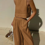 Zeagoo Crop Tops Wide Leg Pants Set