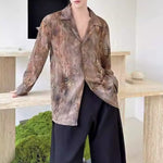 Vintage Tie-dye Embroidered Draped Shirt