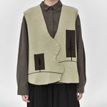 Retro Curved Placket Jacquard Sweater Vest