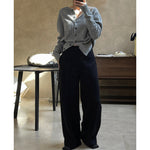 Brushed High Waist Pleated Wide Leg Trousers