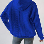Zeagoo Cable Textured Drop Shoulder Drawstring Hoodie Sweatshirts