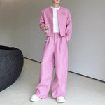 Woolen Metal Suit Jacket Wide-leg Trousers Two-piece Suit