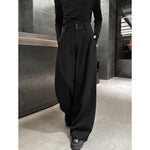 Straight High-waisted Draped Pleated Wide-leg Trousers