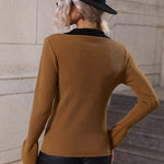 Zeagoo Bell Sleeve Lapel Sweater