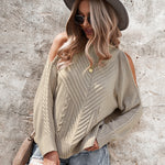 Zeagoo Cable Knit Cold Shoulder Sweaters