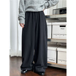 High-waisted Elasticated Casual Straight Trousers