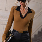 Zeagoo Bell Sleeve Lapel Sweater