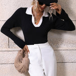 Zeagoo Bell Sleeve Lapel Sweater