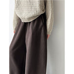 High-waisted Elasticated Casual Straight Trousers