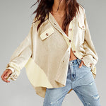 Zeagoo Button Down Shirts Jacket Casual Waffle Knit Long Sleeve Oversized Tops