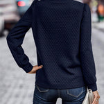 Zeagoo Cable Textured Puff Sleeve Sweatshirt