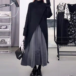 Turtleneck Loose Knit Cardigan Long Sweater Skirt