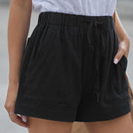 Zeagoo Casual Elastic Waist Drawstring Pocketed Loose Shorts Pants