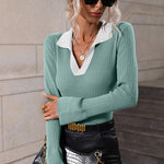 Zeagoo Bell Sleeve Lapel Sweater