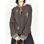 Women's Japanese Loose Graphic Striped Patchwork Crewneck T-shirt