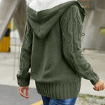 Zeagoo Women's Casual Loose Fitting Fluffy Button Down Knitwear Coatigan Chunky Cable Hooded Cardigan