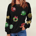 Zeagoo Black Sequined Christmas Graphic Pullover Sweatshirt