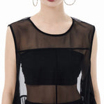 Sleeveless Mesh Sheer Loose Flowy Dress