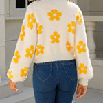 Zeagoo Women's Cute Daisy Knit Cardigan Long Sleeve Casual Flower Open Front Sweater Tops