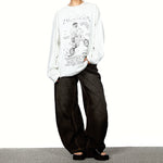 American Leopard Print Wide-leg Denim Scimitar Pants