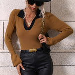 Zeagoo Bell Sleeve Lapel Sweater