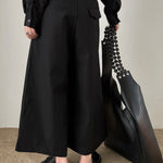 Dark Belt Cropped Wide Leg Pants
