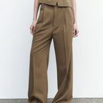 Zeagoo Chic Solid Color Two-piece Suits Slim Fit Sleeveless Vest Casual Wide Leg Pants Set
