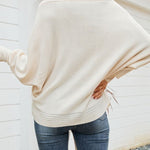 Zeagoo Bat Sleeve Twist Knitwear Loose Pullover, Off-shoulder Sweater