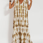 Zeagoo Women's Casual Sleeveless Dress Loose V Neck Tie-dye Beach Maxi Long Dress
