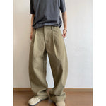 Retro Frayed Pleated Straight-leg Cargo Pants