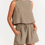Zeagoo 2 Piece Outfits Sets Sleeveless Crop Top Tank Shorts Sets