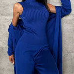Zeagoo Women's Casual Knitted Three-piece Set Slim Fit Vest with Cardigan and Wide-leg Pants