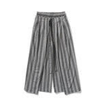 Vintage Striped Linen Thin Loose Wide Leg Culottes