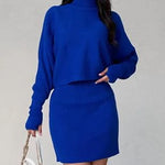 Zeagoo Women's Casual Two Pieces Sets Turtleneck Sweater and Mini Skirt Suits