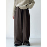 High-waisted Elasticated Casual Straight Trousers