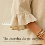 Louna | Linen-Effect Set with Ruffled Sleeves and Wide Leg Trousers