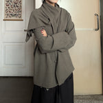 Irregular Patchwork Neck Scarf Long-sleeved Shirt
