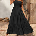Zeagoo Women's Bohemian Long Dress Spaghetti Strap Solid Swing Beach Sleeveless Maxi Dress