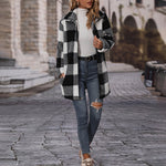 Zeagoo Buffalo Plaid Open Front Flannel Longline Coat