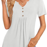 Zeagoo Tunic Tops V Neck Loose Fit Short Sleeve Shirt (DE Only)