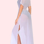 Zeagoo Women's Cover ups Chiffon Deep V Neck Maxi Dress