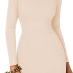 Zeagoo Bodycon Dress Elegant Turtleneck Long Sleeve Dress (DE Only)