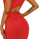 Women Sleeveless Bodycon Ruched Short Dress Side Drawstring Solid Casual Tank Shirt Mini Party Dresses - Zeagoo (Us Only)